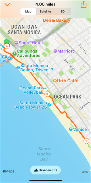 Map of running route