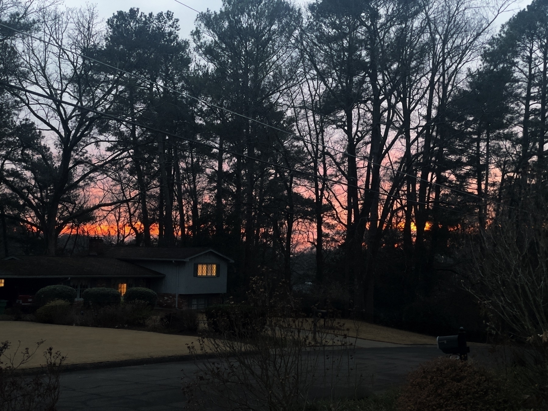 Sunset over residential street