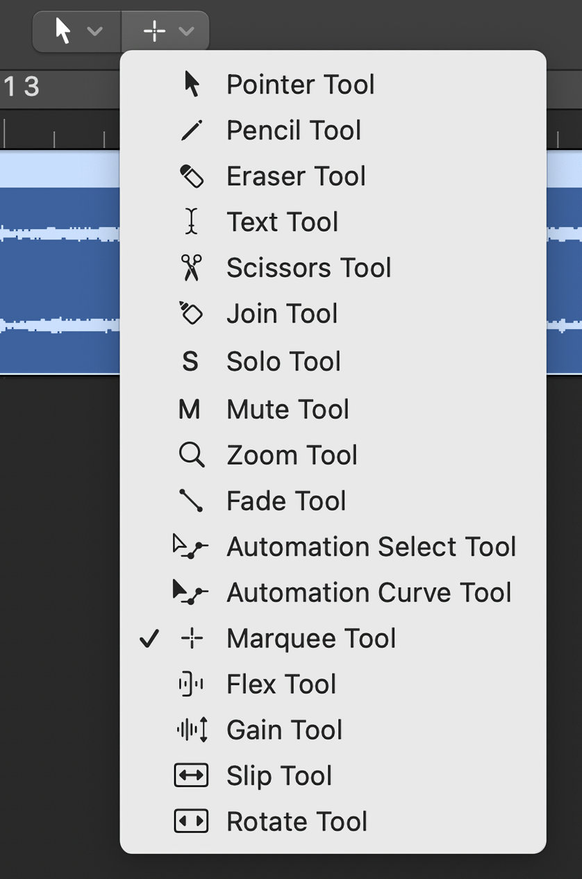 Command-click tool menu in Logic Pro